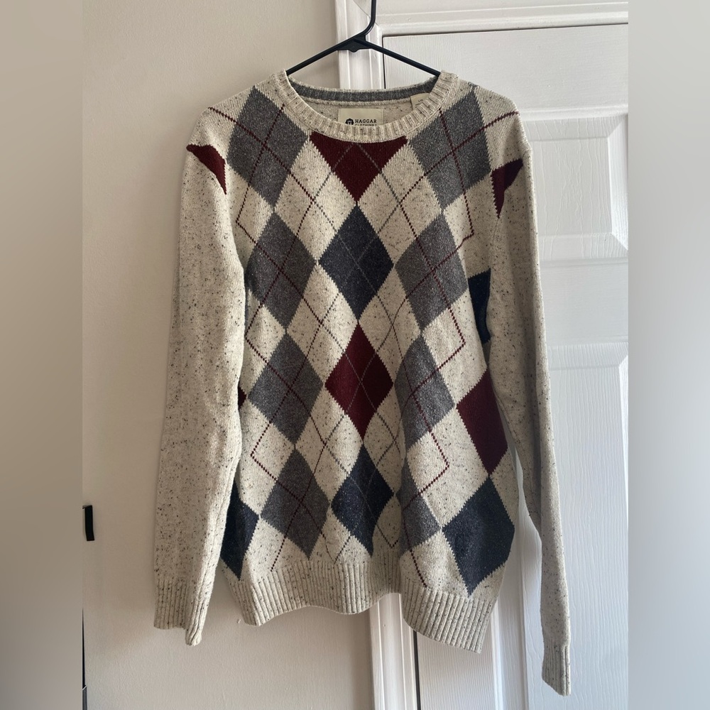 Haggar Argyle Sweater - Beige, Gray, and Burgundy